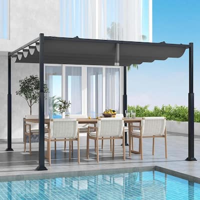 10' x 10' Outdoor Arbor w/ Retractable Ceiling & Heavy Metal Columns