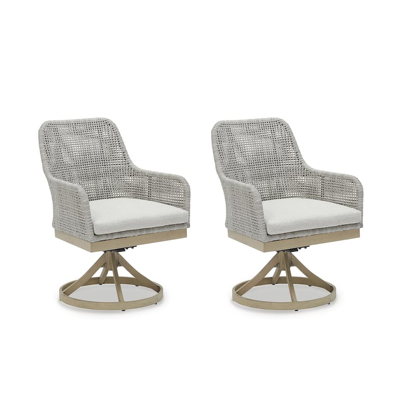 Signature Design by Ashley Seton Creek Gray Outdoor Swivel Dining Chair (Set of 2) - 25.38" W x 25.75" D x 35.75" H