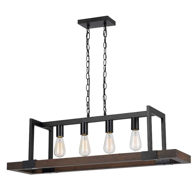 60 X 4 Watt Wood and Metal Chandelier with 6 Foot Chain, Brown and ...