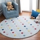 preview thumbnail 7 of 24, SAFAVIEH Kids Karan Polka Dot Wool Rug 5' Round - Grey