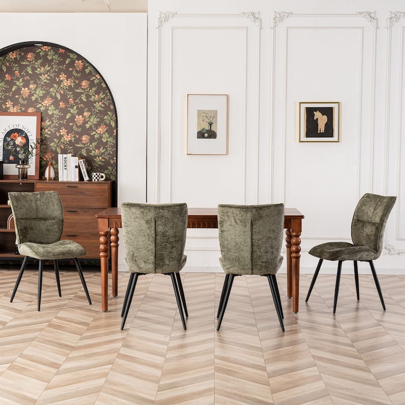 Fabric Upholstered High Back Dining Chairs Set of 2
