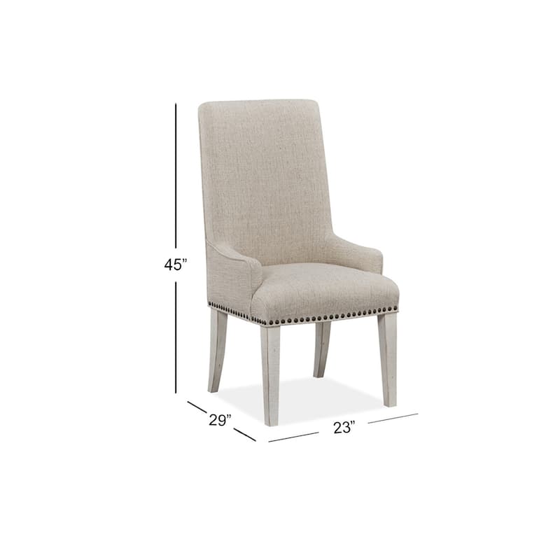Magnussen Home Bronwyn Alabaster And Toasted Nutmeg Upholstered Host Chair Two Pack - 23''W x 29''D x 45''H