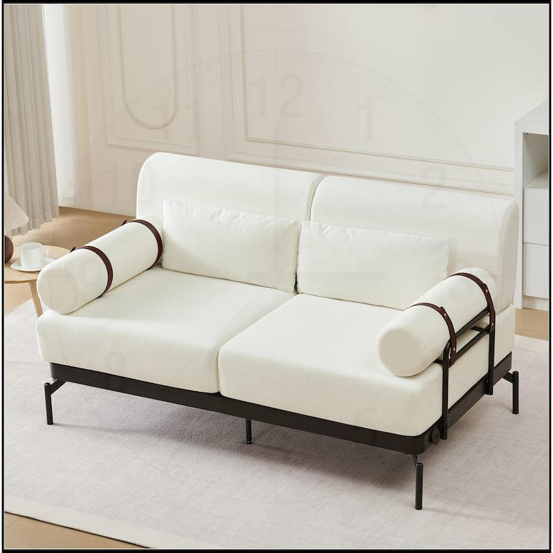 59" Loveseat Sofa with Flexible USB Ports - Beige