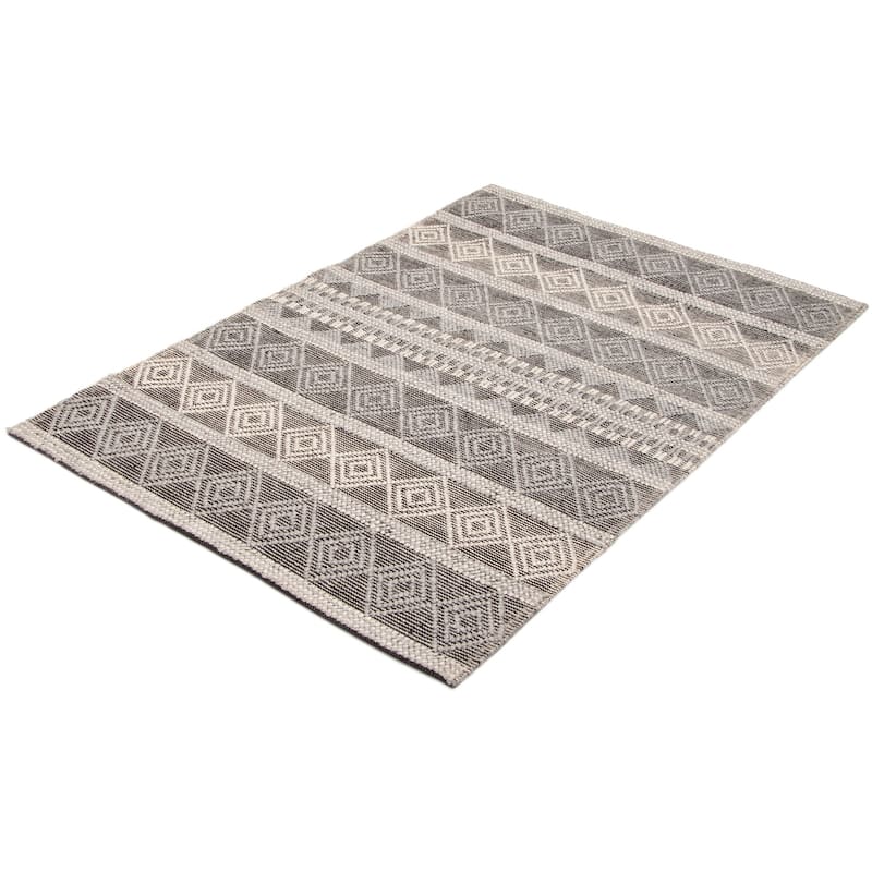 ECARPETGALLERY Braid weave Sienna Grey Wool Rug - 5'2 x 7'8