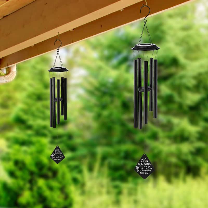 Glitzhome Set of 2 - 38''H Metal Black Windchime