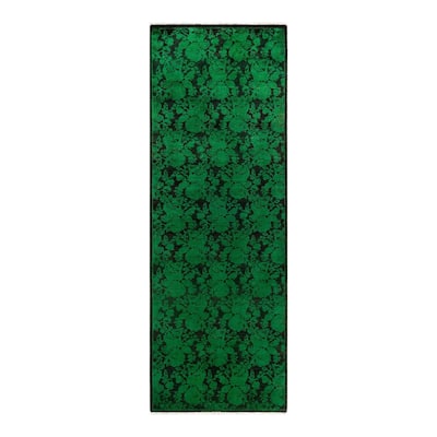 Contemporary Overdyed Wool Hand Knotted Runner - 2' 8" x 7' 9"