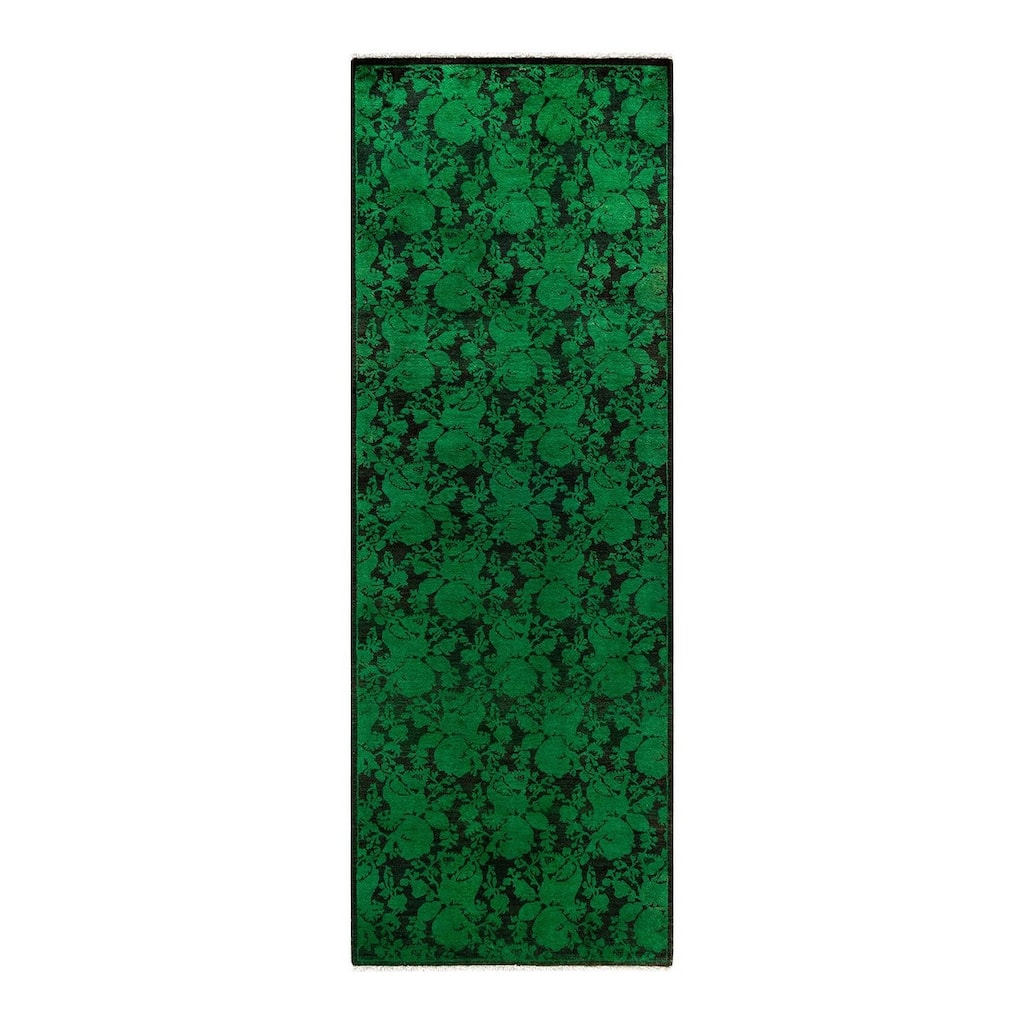 Contemporary Overdyed Wool Hand Knotted Runner - 2' 8" x 7' 9"