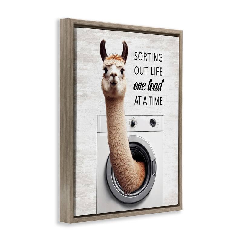 Stupell One Load At A Time Llama Framed Floater Canvas Wall Art Design By Lettered and Lined