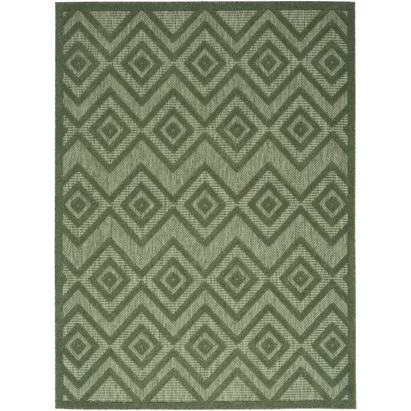 Nourison Versatile Indoor/Outdoor Geometric Flatweave Area Rug - 5' x 7' - Green