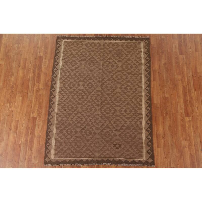 Kilim Oriental Area Rug Hand-woven Bedroom Wool Carpet - 4'11" x 6'7"
