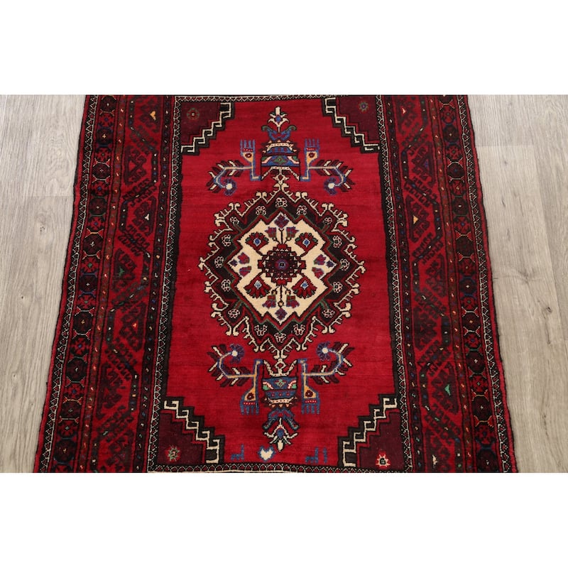 Geometric Balouch Persian Wool Area Rug Hand-knotted Foyer Carpet - 3'3" x 4'11"