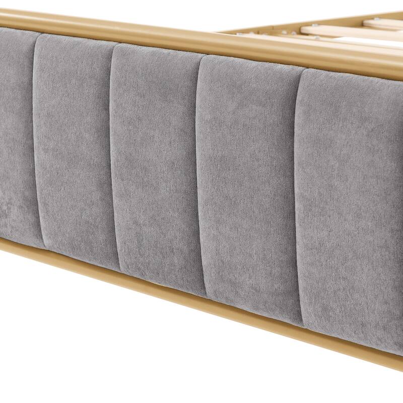 Queen Upholstered Bed Frame with Tufted Headboard
