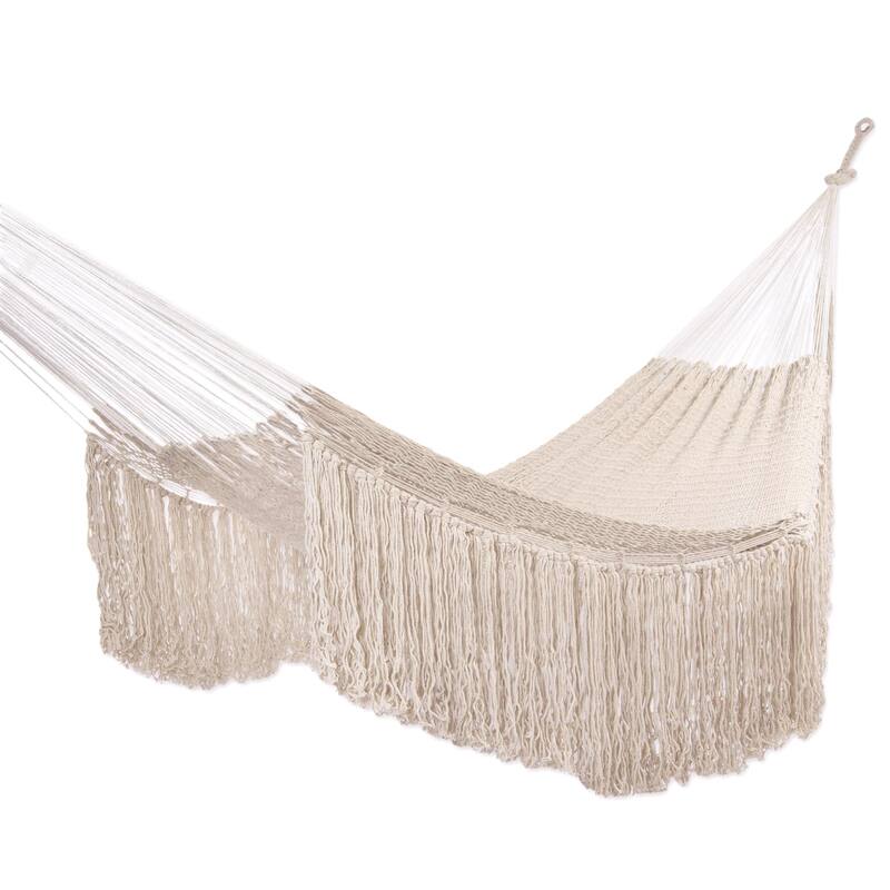 Novica Handmade Ivory Cascade Cotton Rope Hammock (Triple)