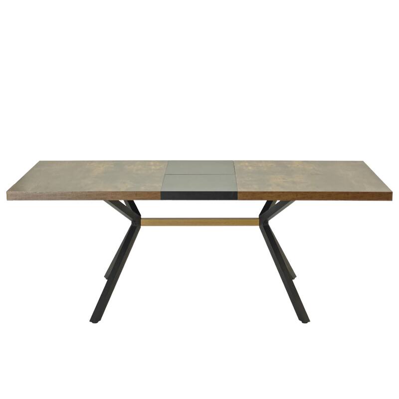 62.99"- 78.74" Vintage Rectangular Stretch Dining Table With Antique Wooden Tabletop - Brown