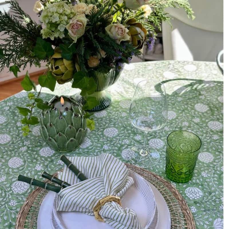 Eden green round tablecloth