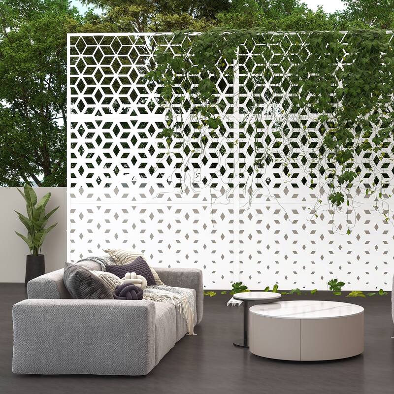 Metal Privacy Screen Wall Decoration Free Standing-6.3 ft. H X 4 ft. W