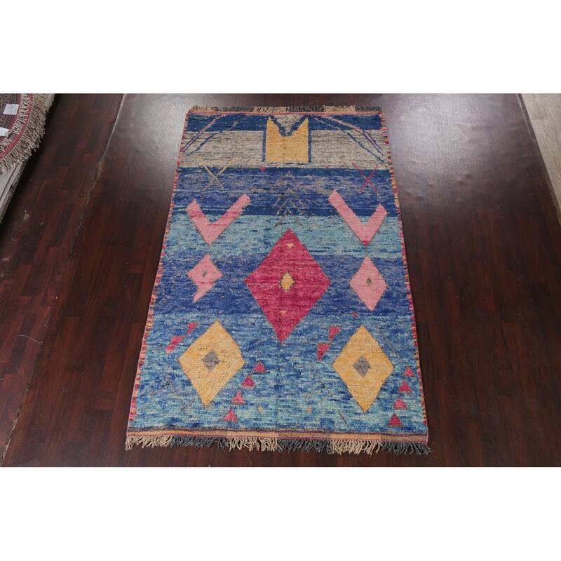 Tribal Moroccan Oriental Wool Area Rug Hand-knotted Home Decor Carpet - 5'11" x 9'6"