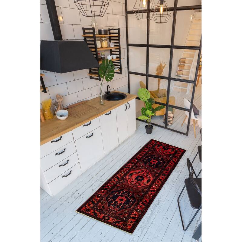 ECARPETGALLERY Hand-knotted Anadol Red Wool Rug - 3'6 x 9'4