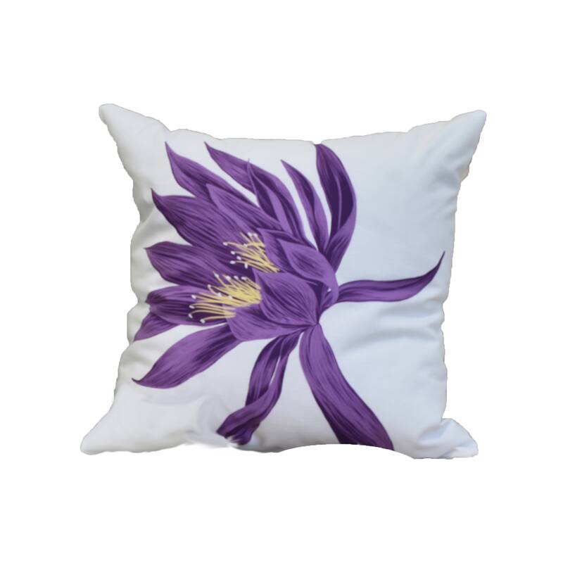 18 x 18 Inch Hojaver Floral Print Outdoor Pillow - Purple