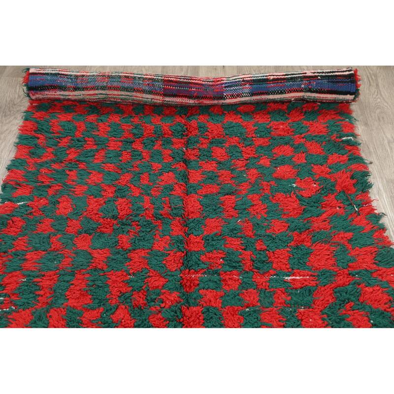 Tribal Moroccan Oriental Wool Runner Rug Hand-knotted Carpet - 3'7" x 8'1"