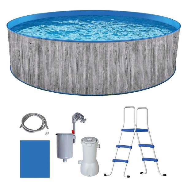 slide 2 of 7, Blue Wave Capri 12-Ft 36-in Deep Round Steel Wall Swimming Pool Package - 12-ft round 12-ft round
