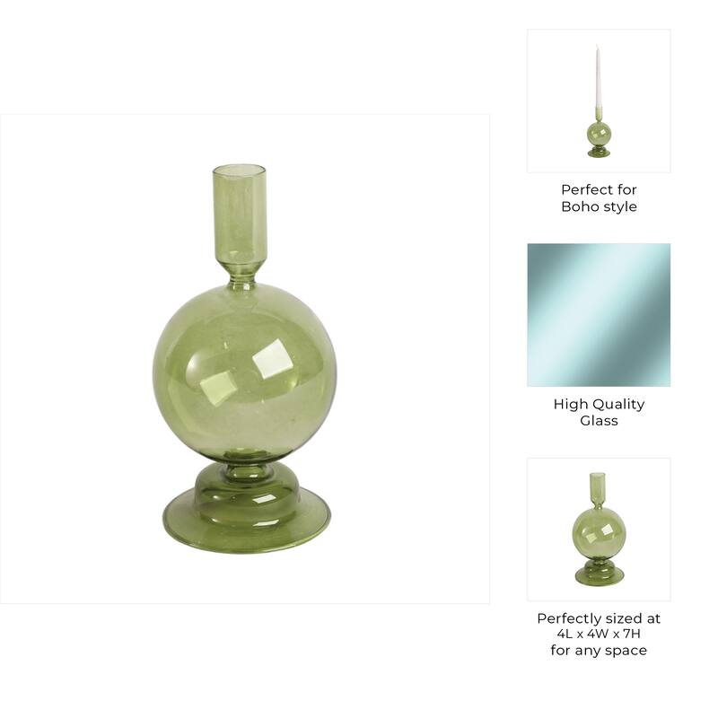 Modern Candle Holder with Round Bubble Sculptural Base - 4" x 4" x 7"