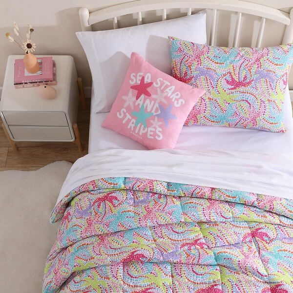 Nautica Kids Sutton Palm Trees Turquoise Comforter Bonus Set - On