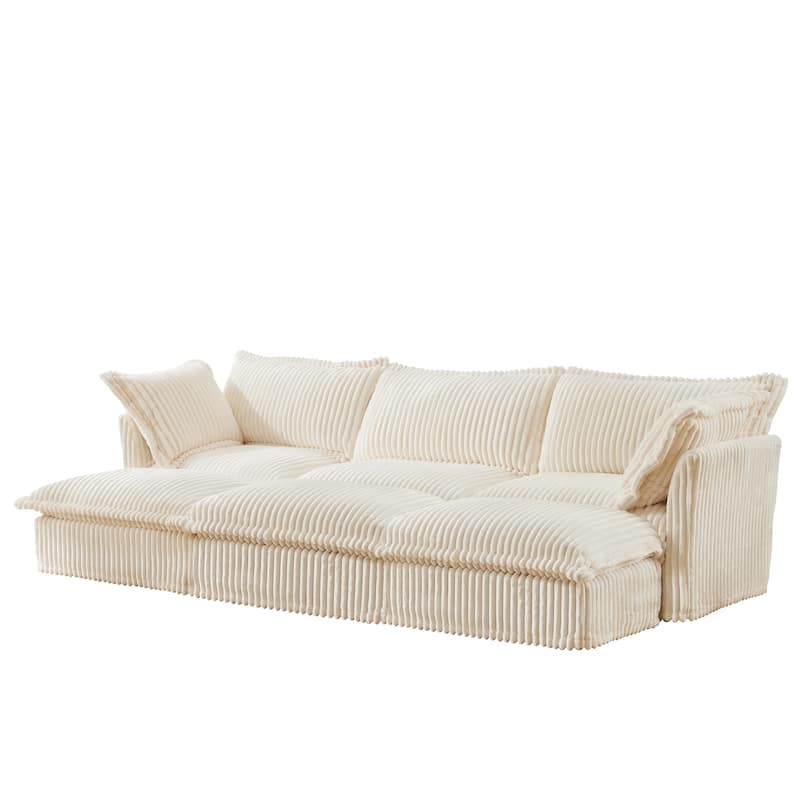 120" Corduroy 3-Seater Sectional Sofa with Ottomans