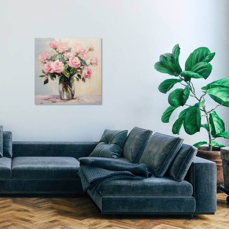 Wynwood Studio Canvas Floral and Botanical Bouquet de Rosas Pink and Light Pink Traditional Wall Art Canvas Print - 30 x 30