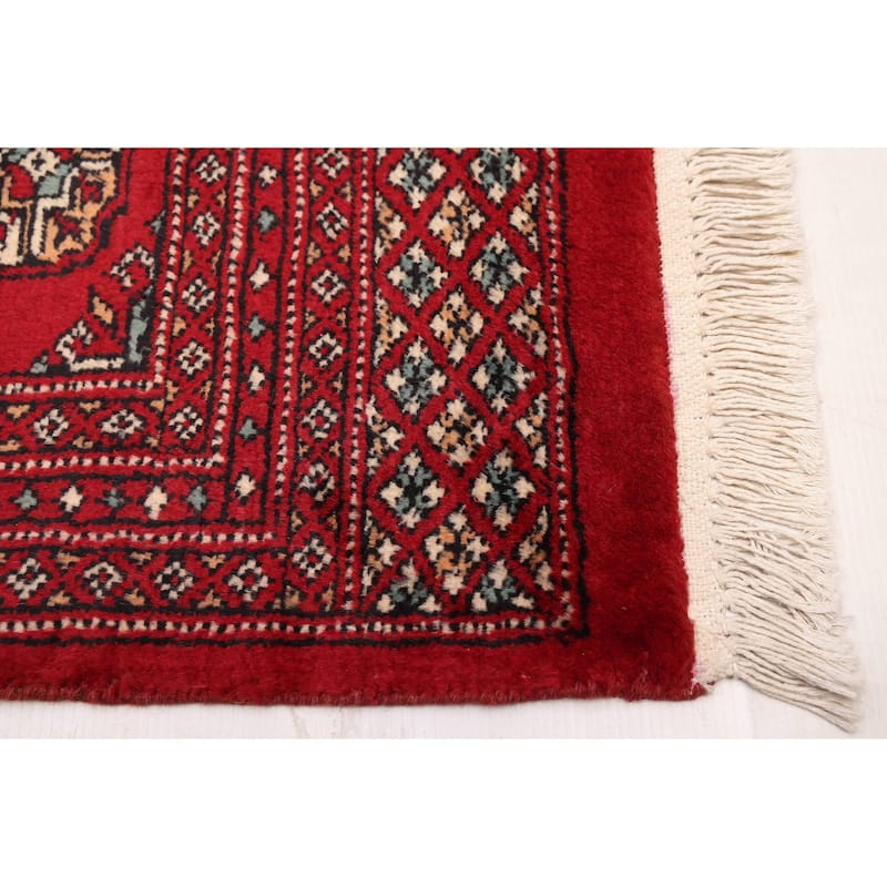 ECARPETGALLERY Hand-knotted Finest Peshawar Bokhara Red Wool Rug - 2'7 x 16'1