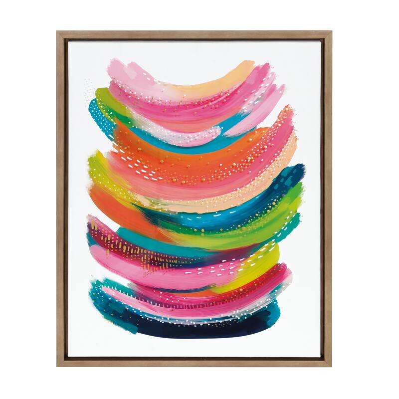 Kate and Laurel Sylvie Bright Abstract Framed Canvas By Jessi Raulet - 18x24 - Plastic - Champagne