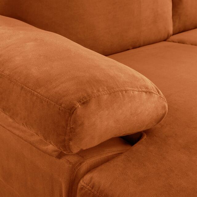 Velvet Upholstered L-Shape Sectional Sofa