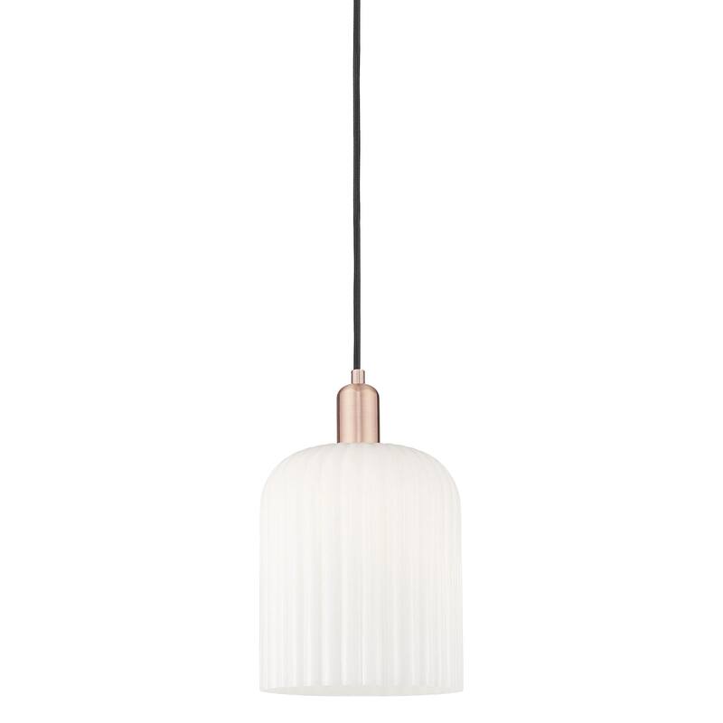 Innovations Lighting 716-1P-14-8 Bridal Veil Pendant Bridal Veil 8" - Antique Copper / Gloss White