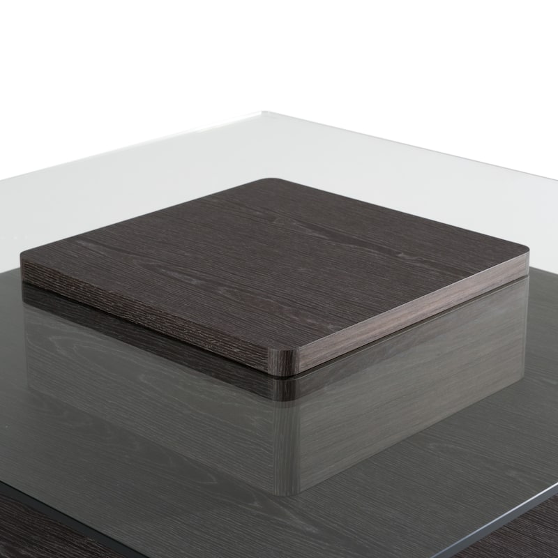 Modrest Clarion Modern Grey Elm & Glass Coffee Table