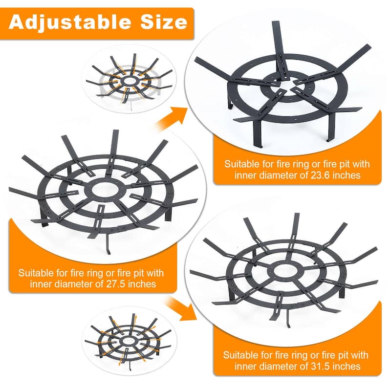 Aoodor 21"-31" Adjustable Fire Pit Grate