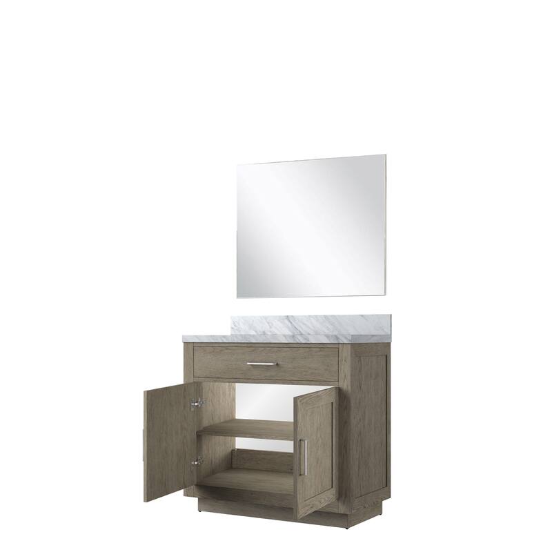 Abbey Bath Vanity with Carrara Marble Top, Sink and Mirror