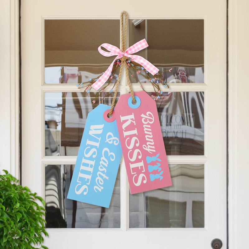 Glitzhome 24"H Wooden Valentine's Day/Patriotic/Americana/Easter Doorknob Hanging Decor