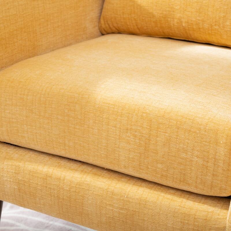 Modern Chenille Upholstered Armchair with Pillow and Solid Wood Leg