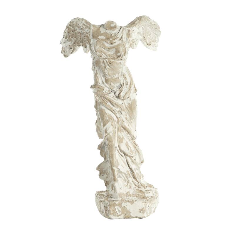 Resin Biblical Angel Sculpture - Beige - Roche River Decor - 9"W x 11"L x 22"H