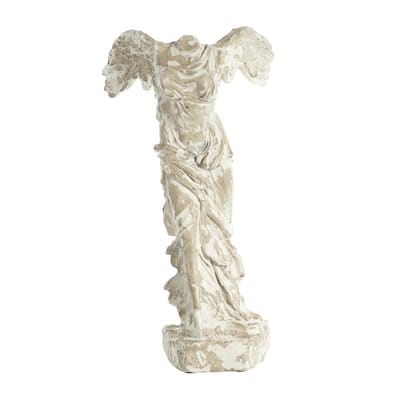 Resin Biblical Angel Sculpture - Beige - Roche River Decor - 9"W x 11"L x 22"H