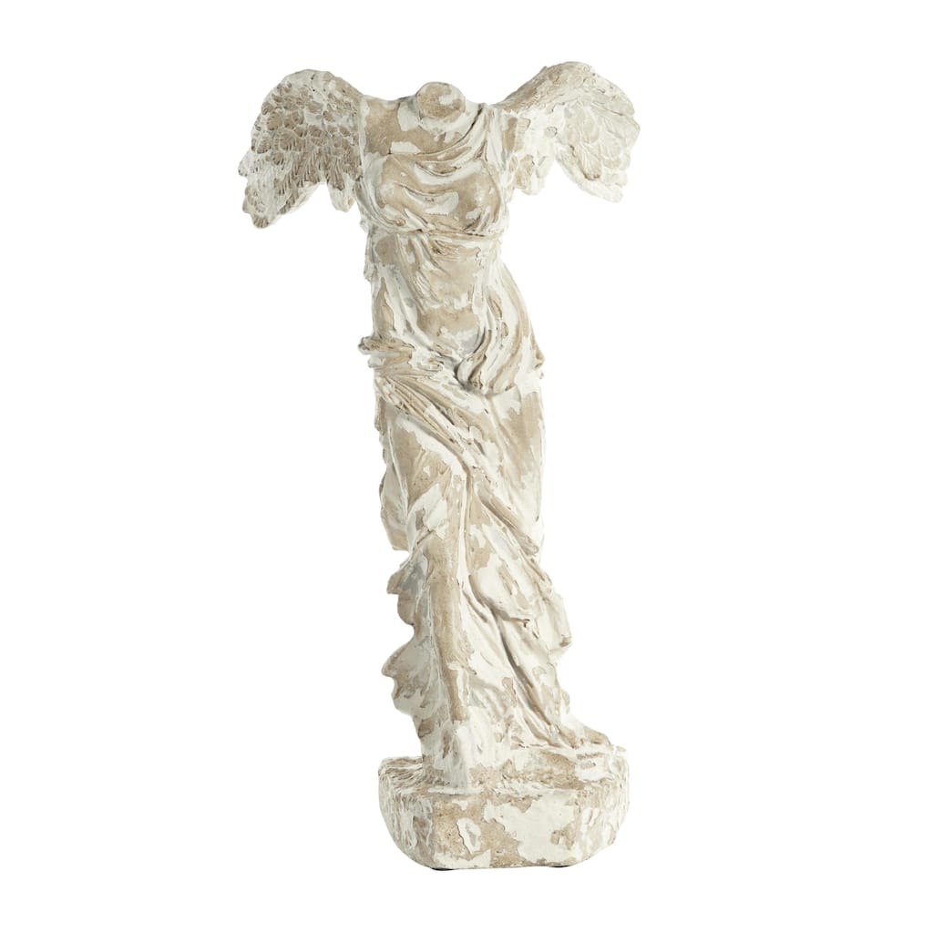 Resin Biblical Angel Sculpture - Beige - Roche River Decor - 9"W x 11"L x 22"H