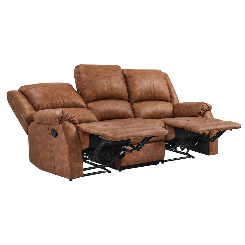 Manual Recliner,Faux Leather Reclining Sofa Set, 3-Seater Reclining Sofas For Living Room - 80.7"W X 37.4"D X 39.8"H