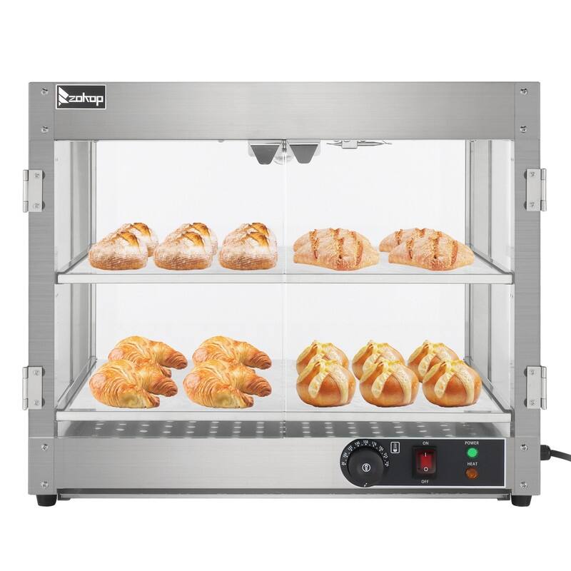 800W Two Layers Stainless Steel Tempered Glass Warming Cabinet - Stainless Steel