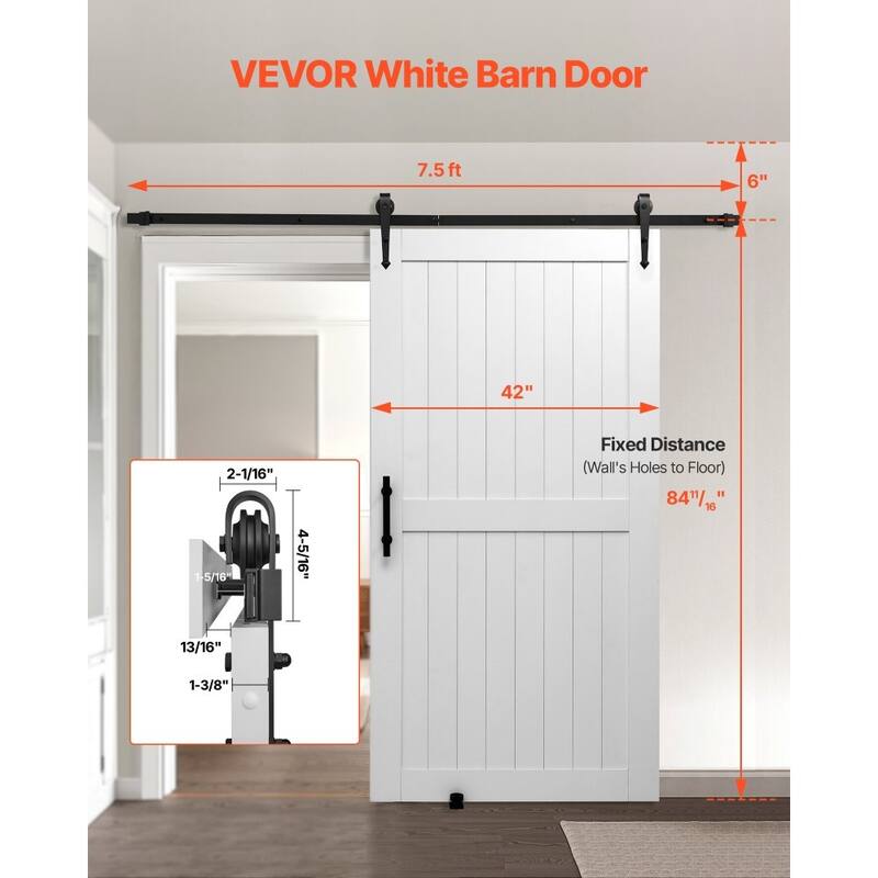 White MDF Pine Sliding Barn Door with Waterproof PVC Coating
