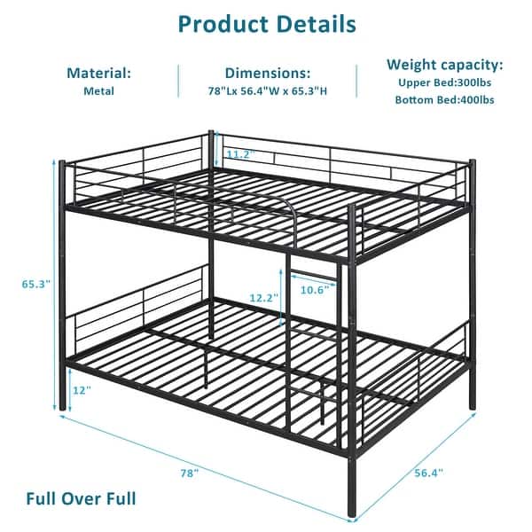 dimension image slide 1 of 5, Heavy Metal Bunk Beds with Ladder Kids Bed Frame Twin / Twin XL / Full / Queen Size🏕️