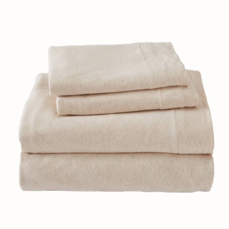 Premium Heathered Melange T-Shirt Jersey Knit Sheet Set - Full - Oatmeal