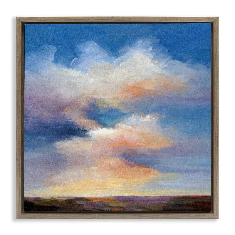 Stupell Luminous Sunset Clouds Framed Floater Canvas Wall Art Design By Karen Hale - 18 x 18 - Brown