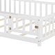 preview thumbnail 11 of 9, Full-Size Montessori Floor Bed with Bookcases & Blackboards, Solid Wood Design for Kids with Guardrails & Storage, White