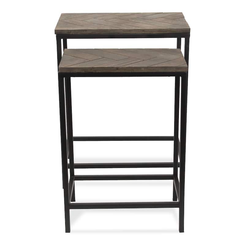 Set of 2 Gray and Black Contemporary Rectangular Side Tables 23.75"