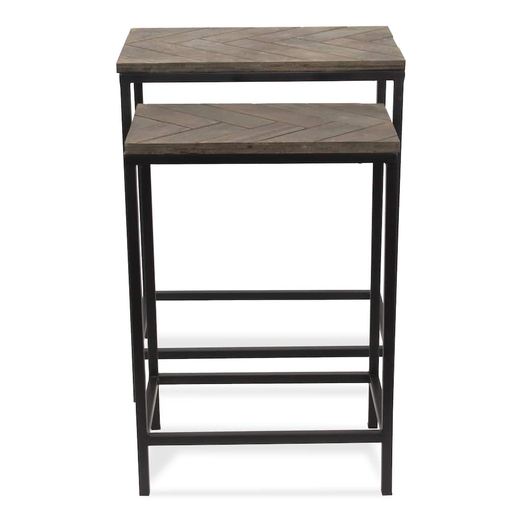 Set of 2 Gray and Black Contemporary Rectangular Side Tables 23.75"